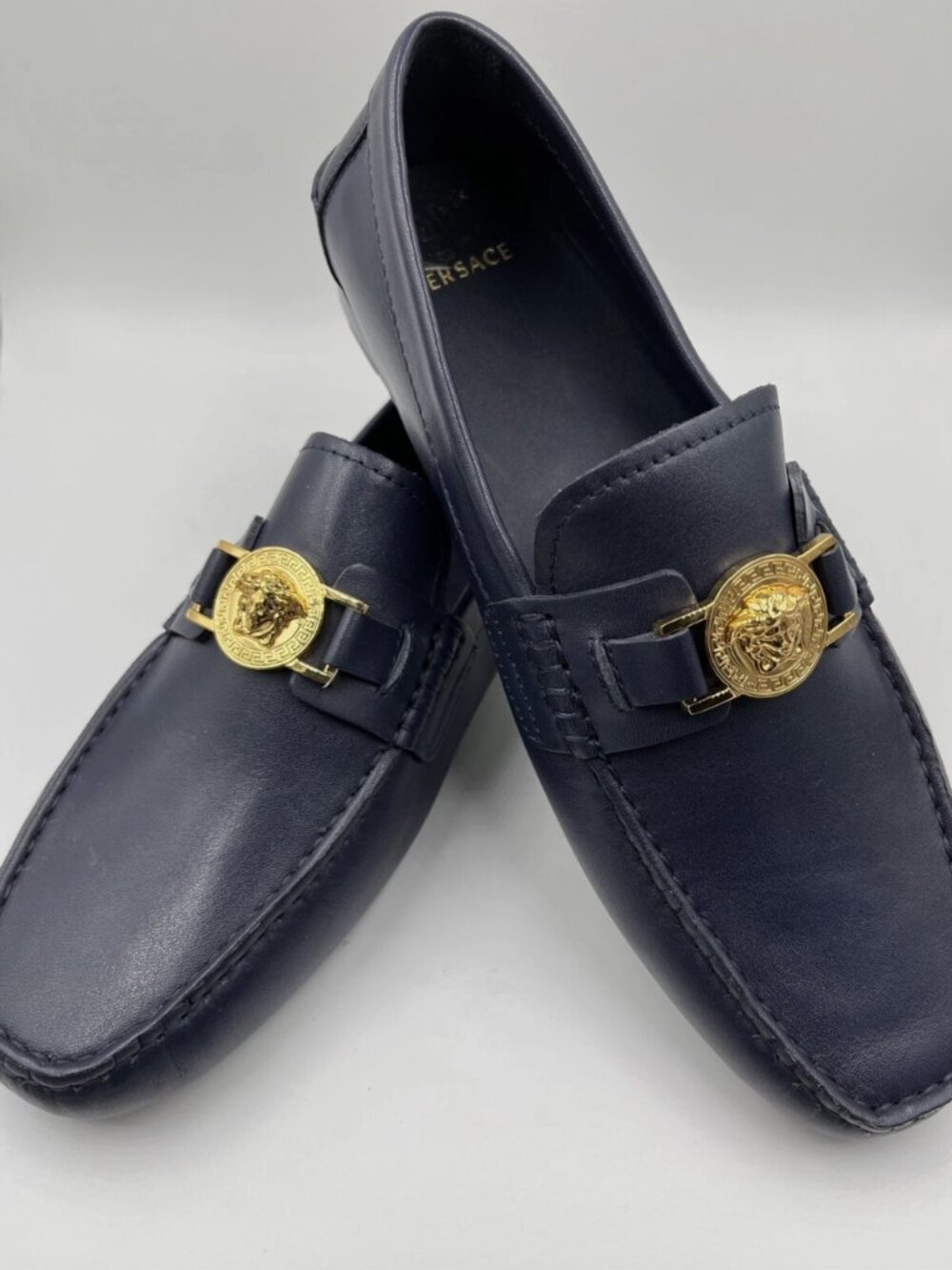 Versace Medusa Blue Loafers Size 42 Floor Sample